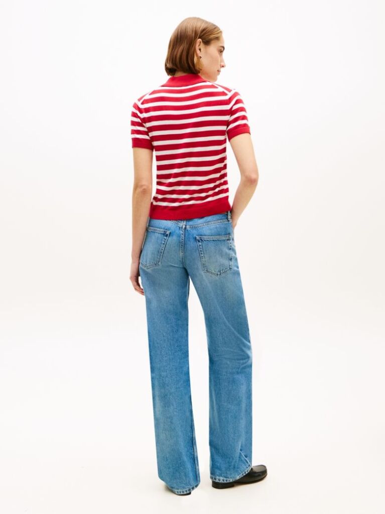 Multi Short Sleeve Polo Jumper With Silk  Women