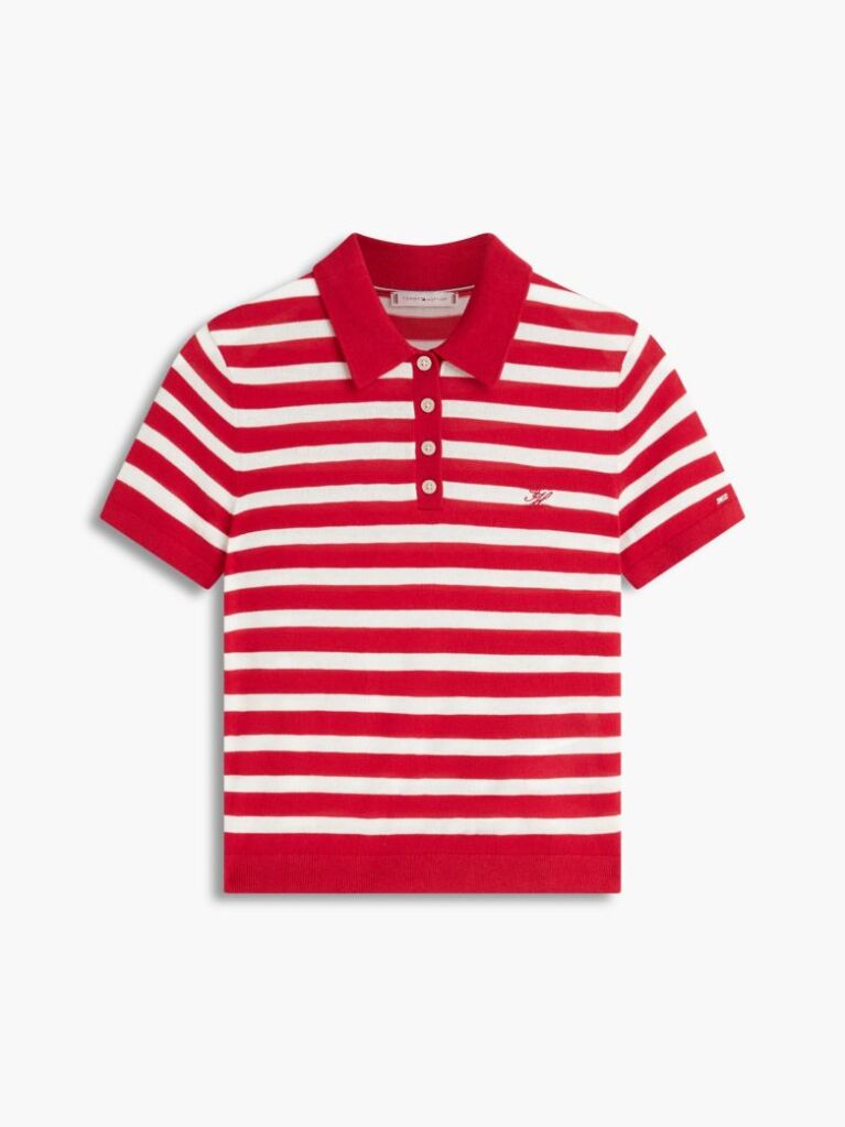Multi Short Sleeve Polo Jumper With Silk  Women