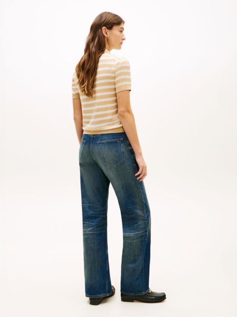 Multi Short Sleeve Polo Jumper With Silk  Women