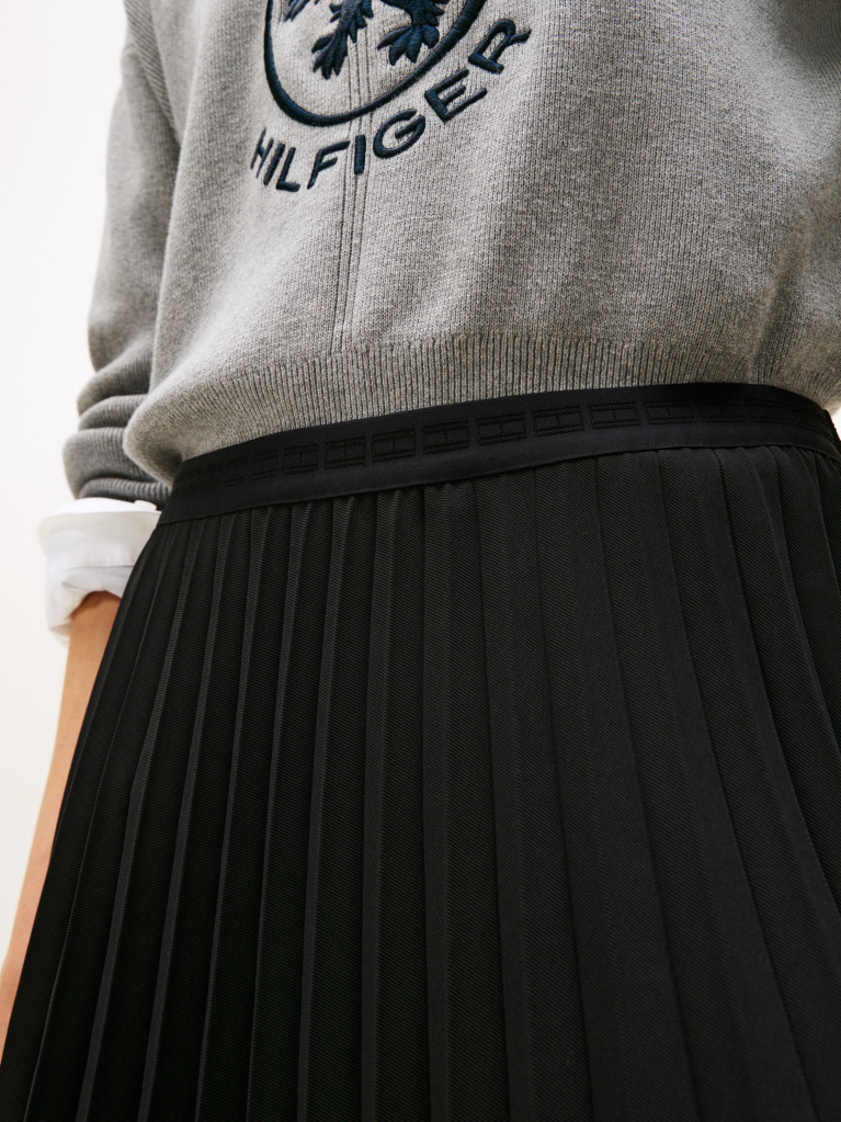 Black Pleated Midi Skirt  Women