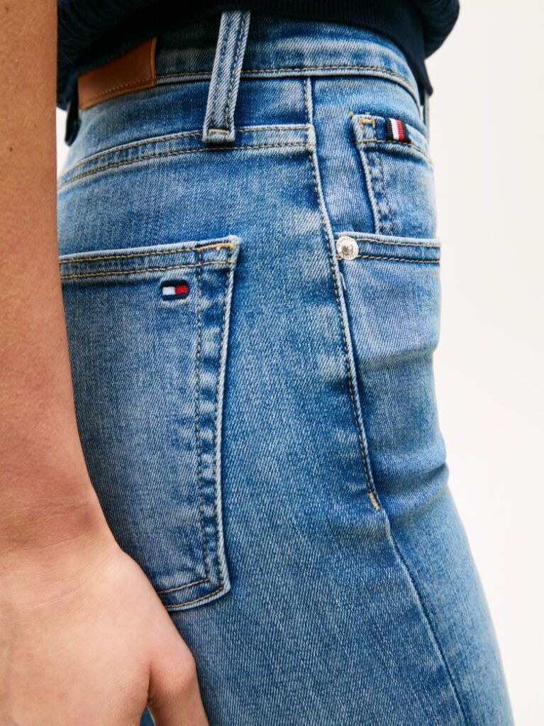 Blue Mid Rise Flared Leg Jeans  Women