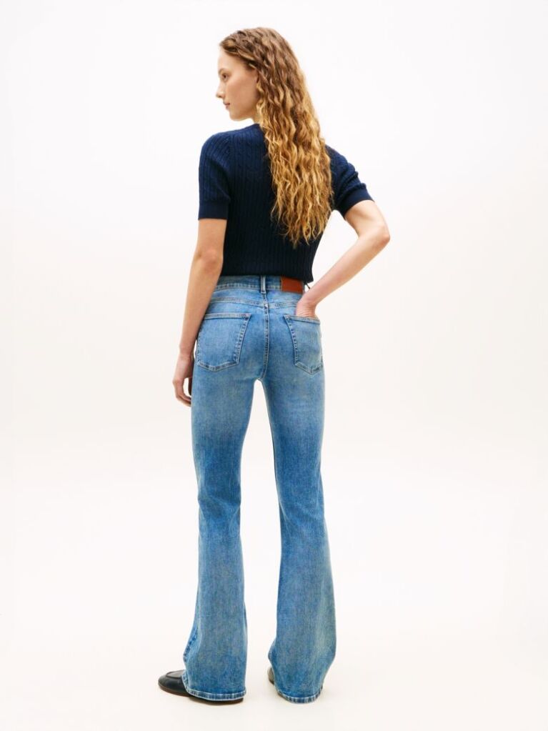 Blue Mid Rise Flared Leg Jeans  Women