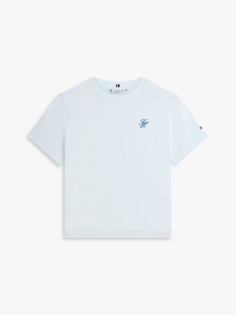 Blue Logo Embroidery Jersey Crew Neck T-Shirt  Women