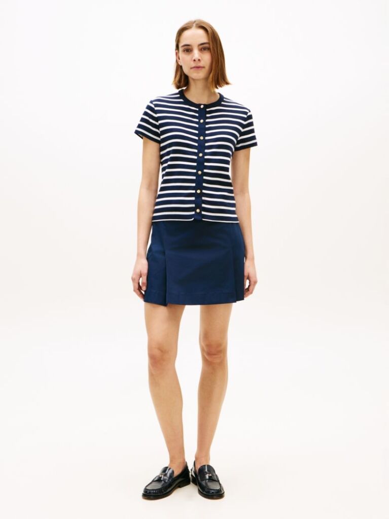 Multi Gold-Tone Button-Thru Slim T-Shirt  Women