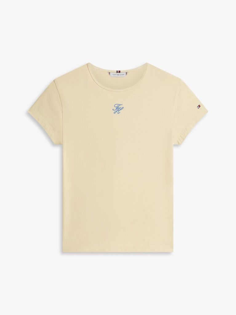 Beige Textured Logo Slim Jersey T-Shirt  Women