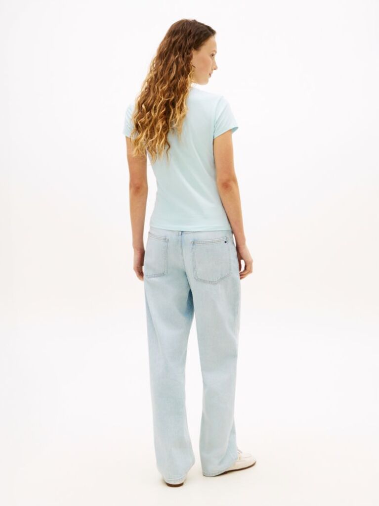 Blue Textured Logo Slim Jersey T-Shirt  Women
