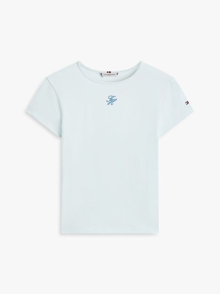 Blue Textured Logo Slim Jersey T-Shirt  Women