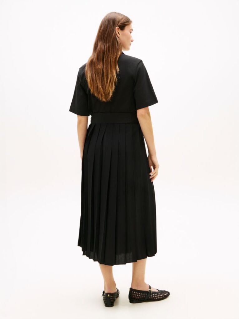 Black Gold-Tone Button Midi Shirt Dress  Women
