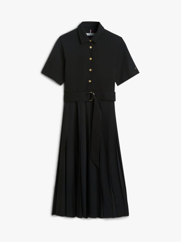 Black Gold-Tone Button Midi Shirt Dress  Women