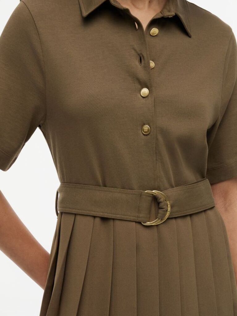 Green Gold-Tone Button Midi Shirt Dress  Women