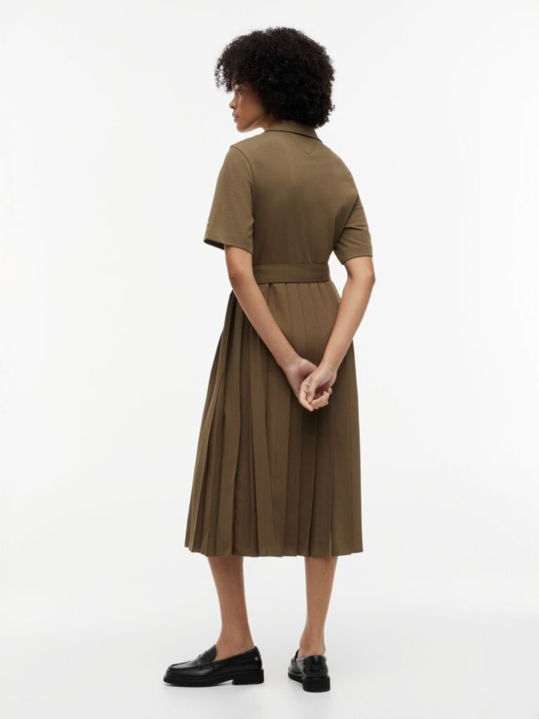 Green Gold-Tone Button Midi Shirt Dress  Women
