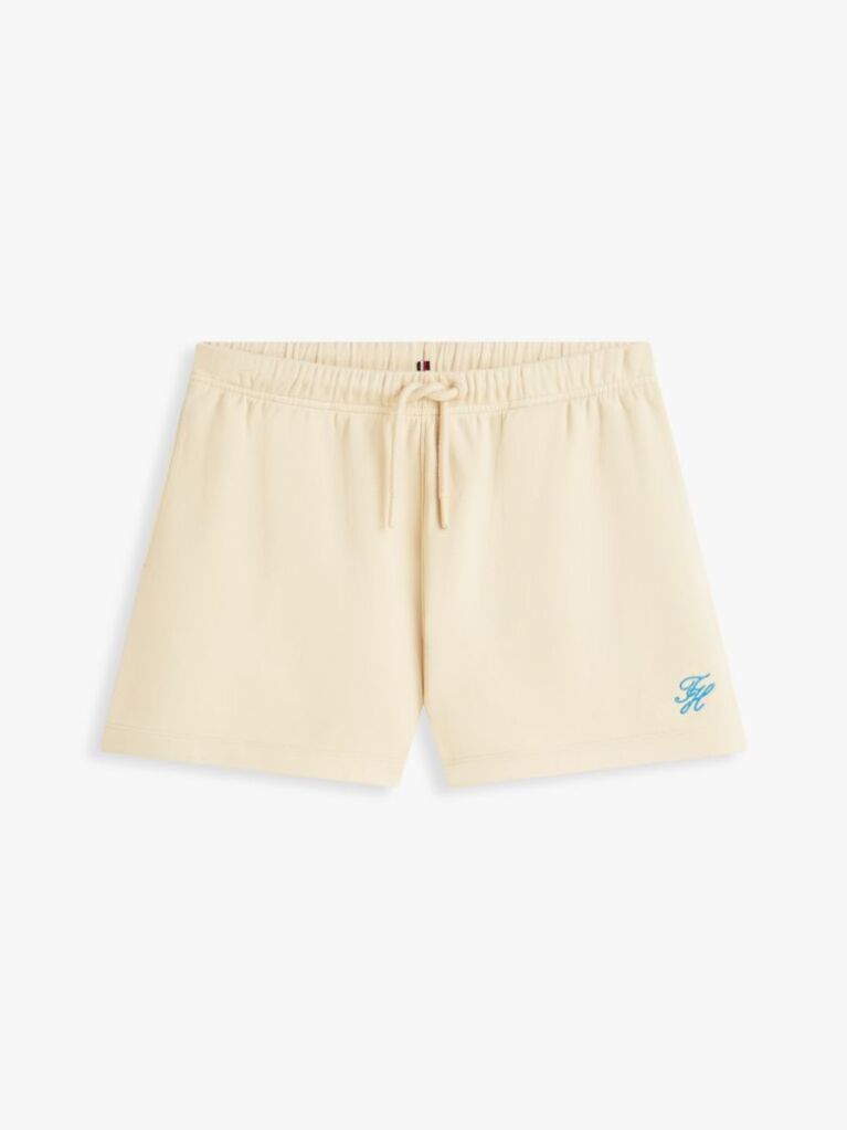 Beige Logo Embroidery Terry Sweat Shorts  Women