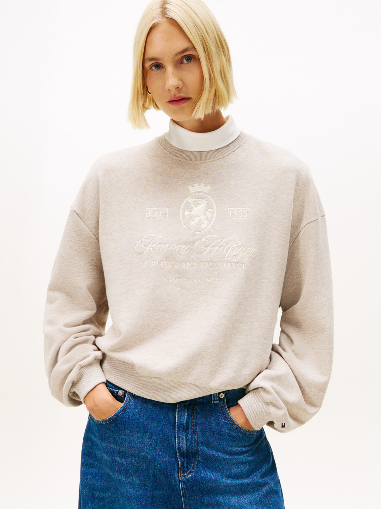 Grey Varsity Crest Terry Sweatshirt  Women