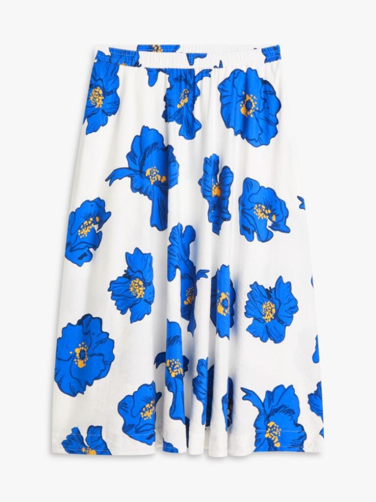 Multi Pleated Linen Blend Midi A-Line Skirt  Women