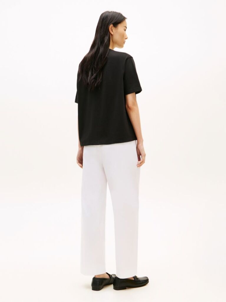 Black Gold-Tone Button Pocket Relaxed T-Shirt  Women