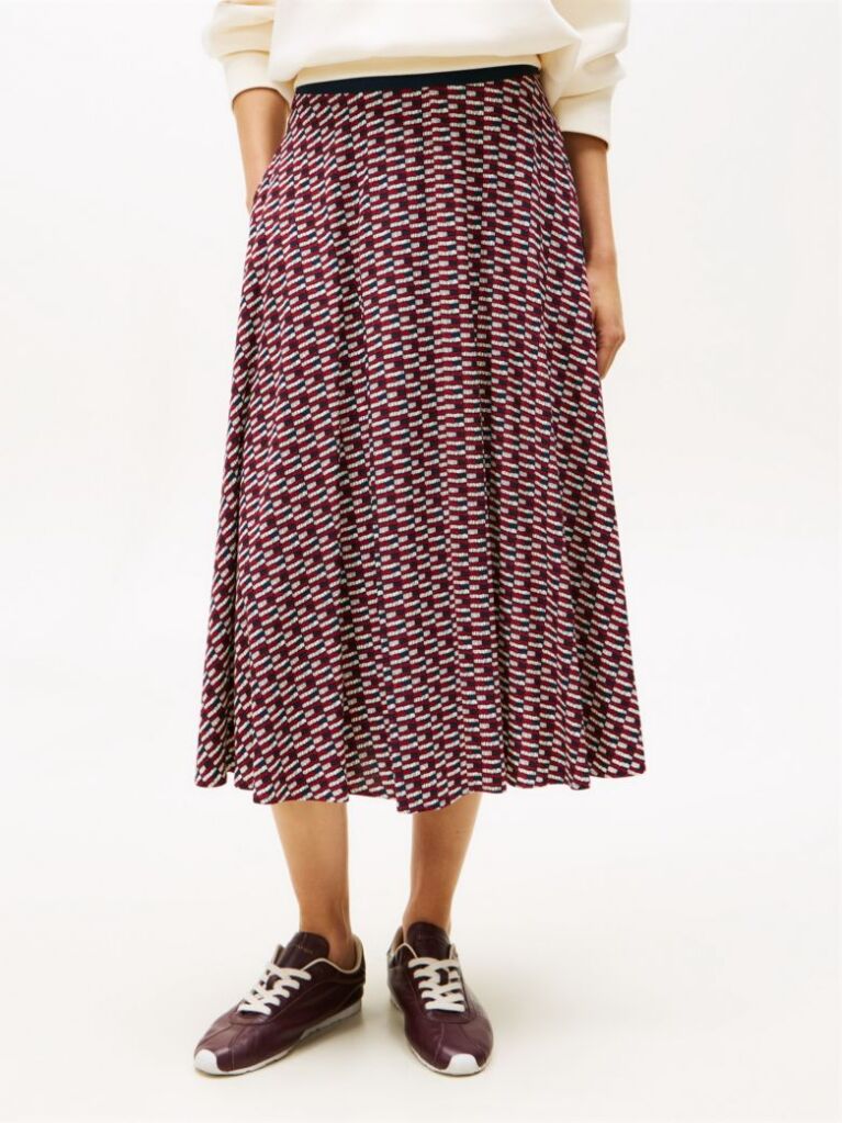 Multi A-Line Twill Midi Skirt  Women