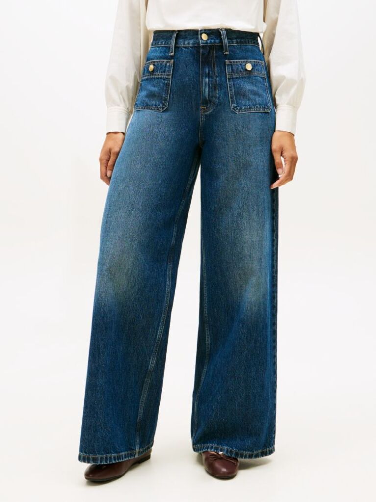 Blue 70s High Rise Wide Leg Jeans  Women