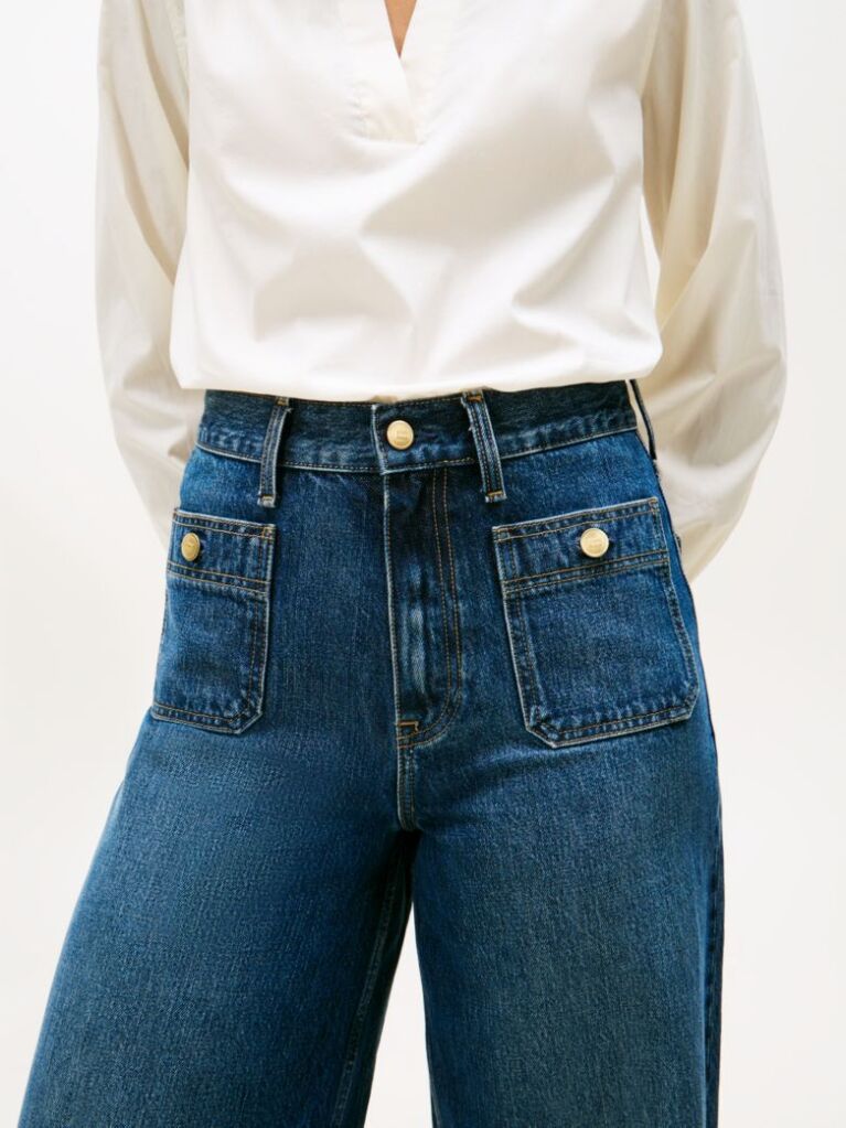 Blue 70s High Rise Wide Leg Jeans  Women