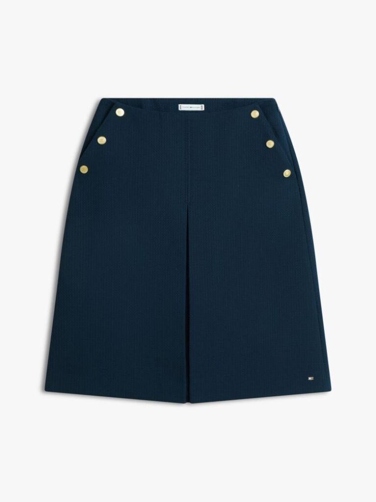 Blue Gold-Tone Button A-Line Skirt  Women