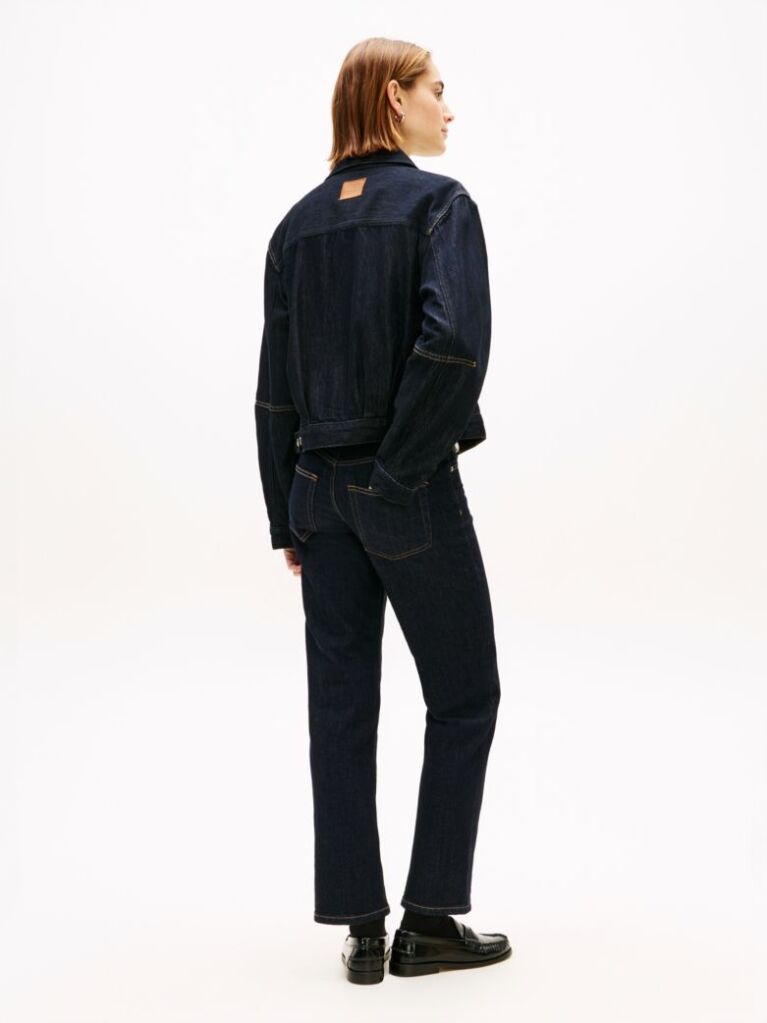 Blue Flag Embroidery Pleated Denim Jacket  Women
