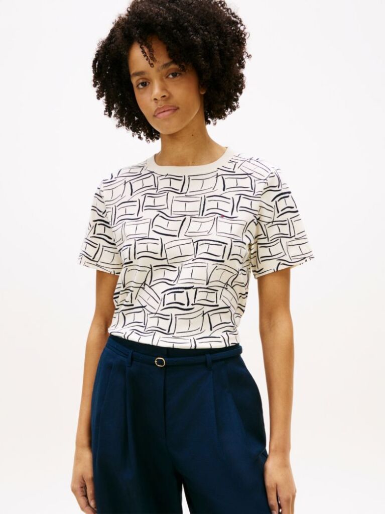 Multi Interlock Knit Boxy T-Shirt  Women