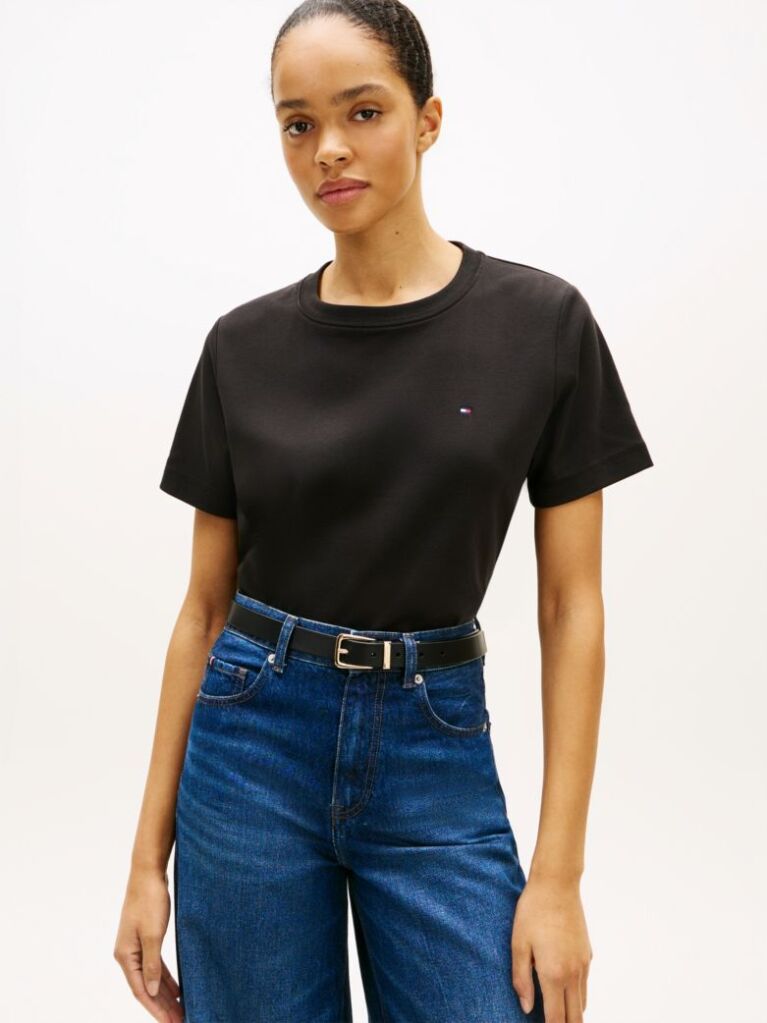 Black Interlock Knit Boxy T-Shirt  Women