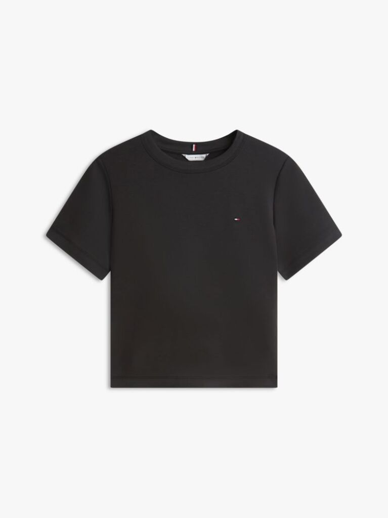 Black Interlock Knit Boxy T-Shirt  Women