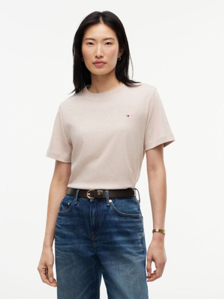 Μπεζ Boxy T-Shirt Με Πλέξη Interlock  Γυναίκες