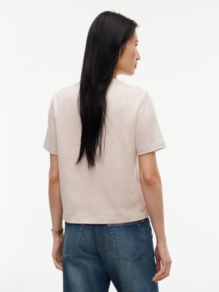 Μπεζ Boxy T-Shirt Με Πλέξη Interlock  Γυναίκες