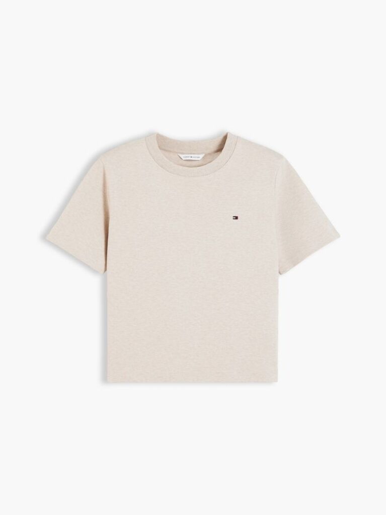 Μπεζ Boxy T-Shirt Με Πλέξη Interlock  Γυναίκες