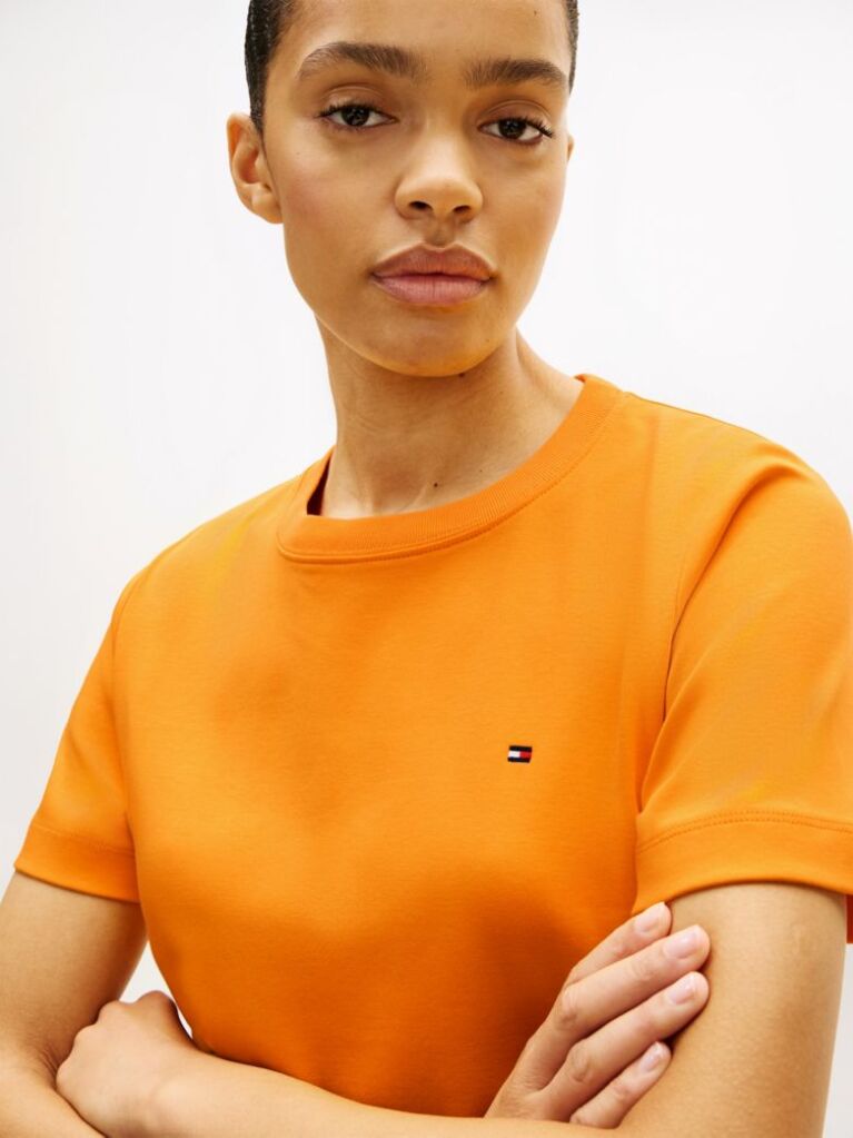 Orange Interlock Knit Boxy T-Shirt  Women