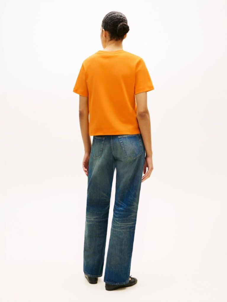 Orange Interlock Knit Boxy T-Shirt  Women