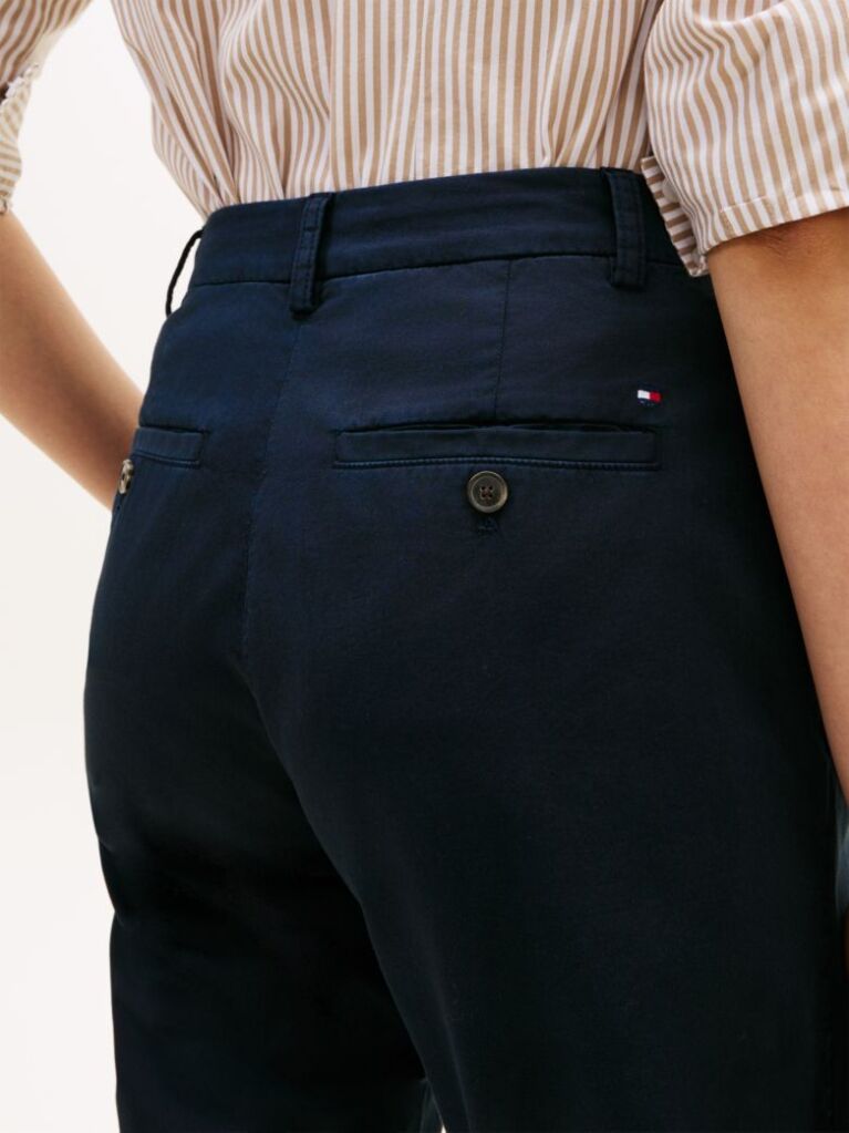 Blue Washed Slim Straight Leg Chinos  Women