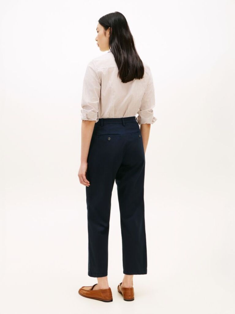 Blue Washed Slim Straight Leg Chinos  Women