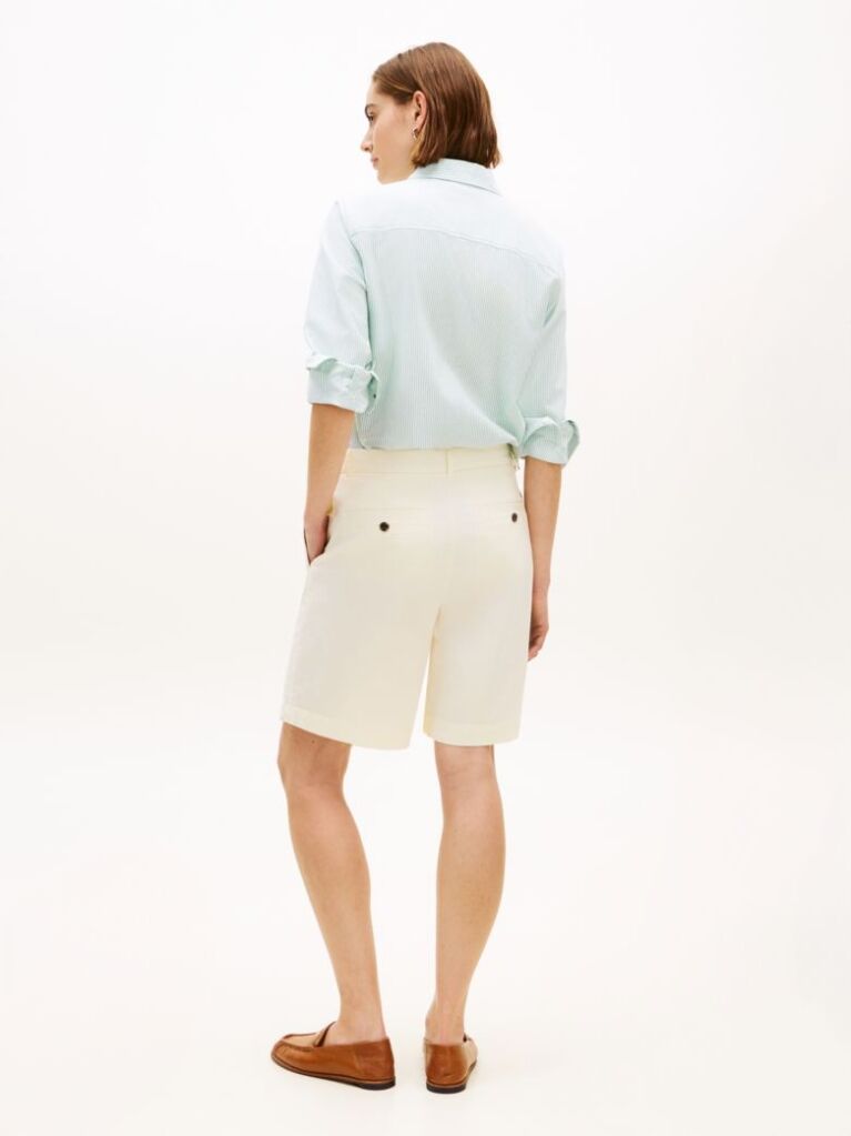 Beige Washed Regular Chino Bermuda Shorts  Women