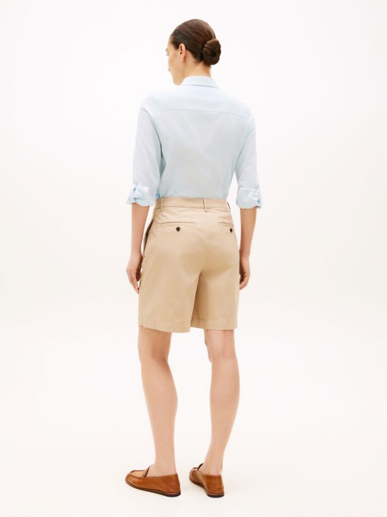 Beige Washed Regular Chino Bermuda Shorts  Women