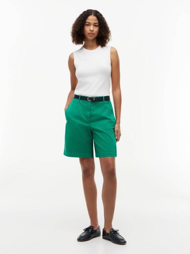 Green Washed Regular Chino Bermuda Shorts  Women