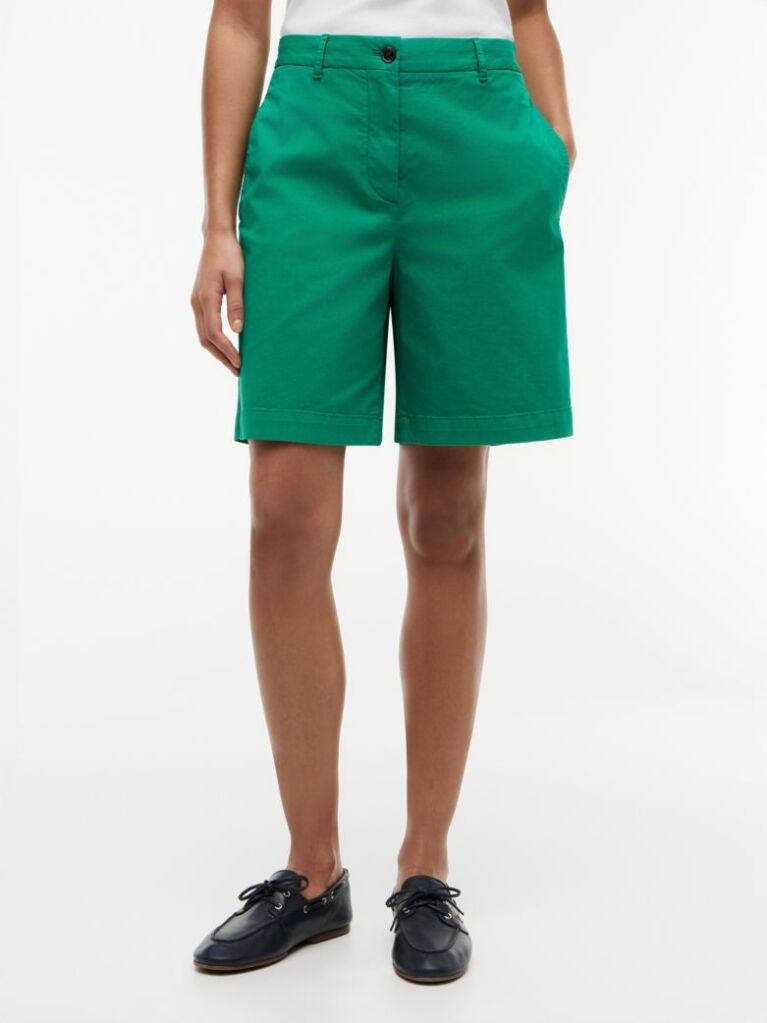 Green Washed Regular Chino Bermuda Shorts  Women