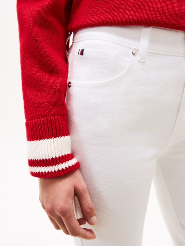 White Mid Rise Flared White Jeans  Women