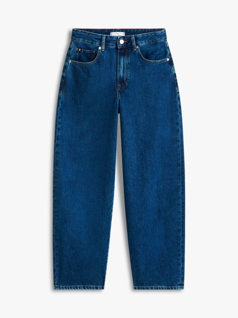 Blue Mid Rise Tapered Barrel Leg Jeans  Women