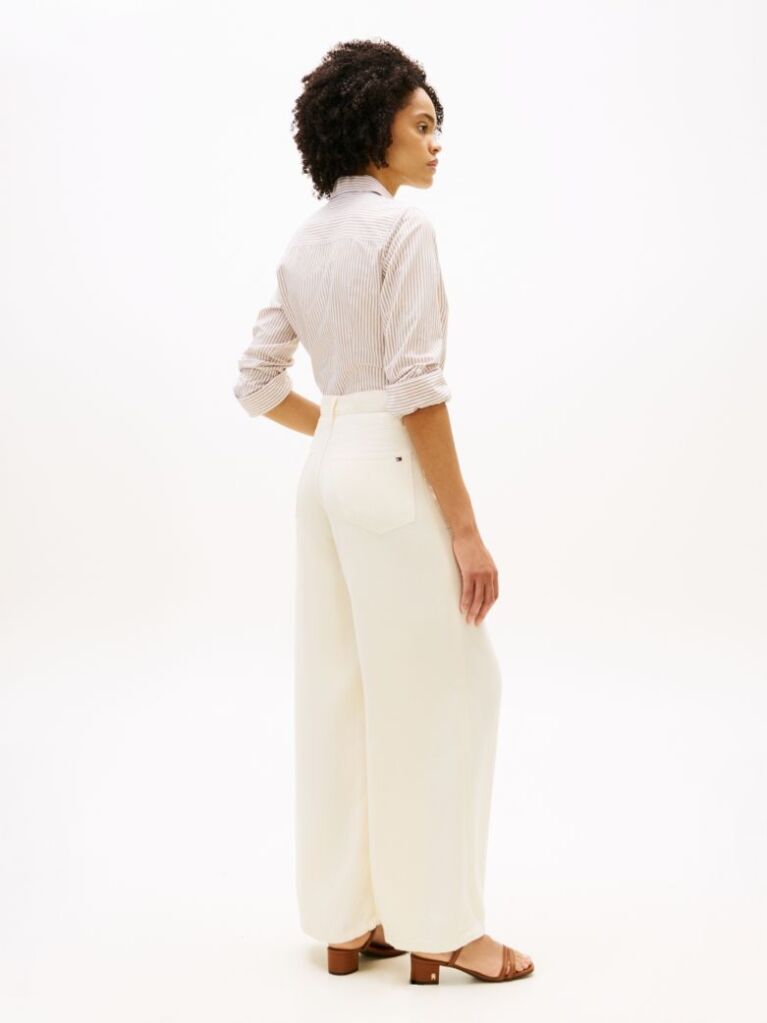 Beige 70s High Rise Wide Leg Jeans  Women