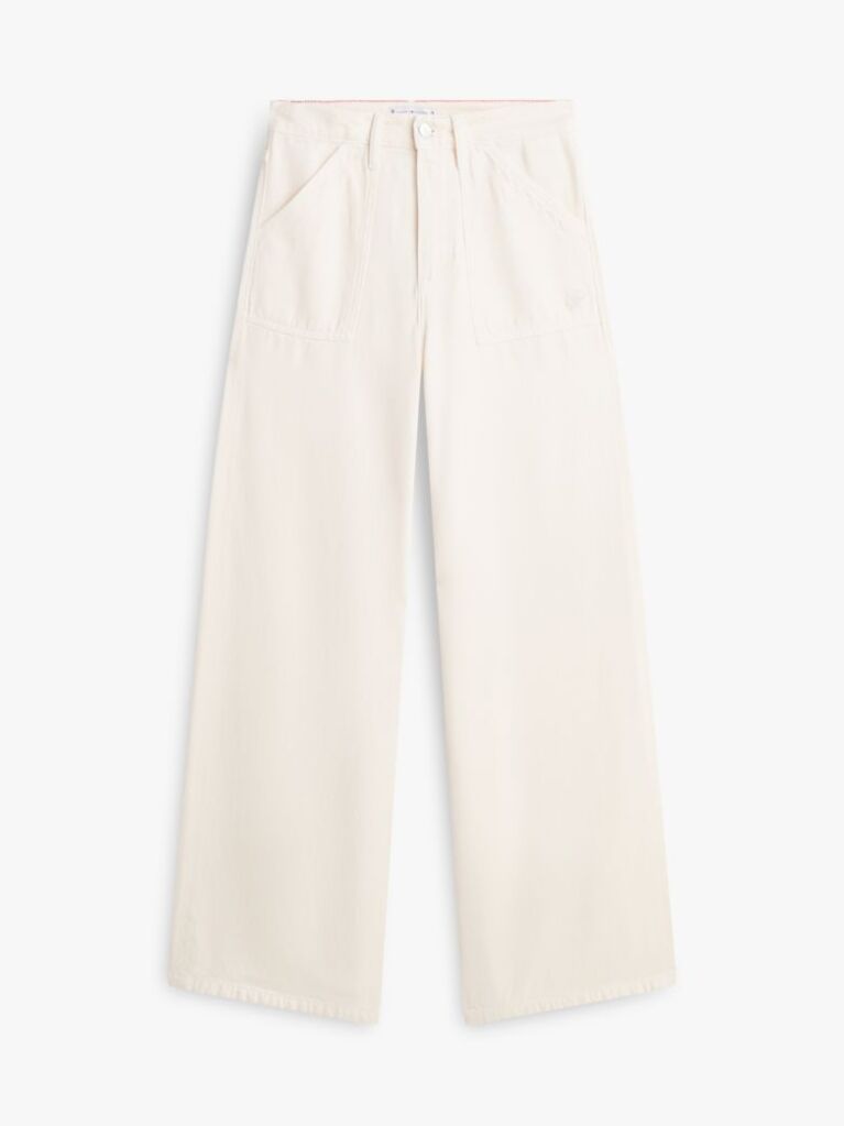 Beige 70s High Rise Wide Leg Jeans  Women