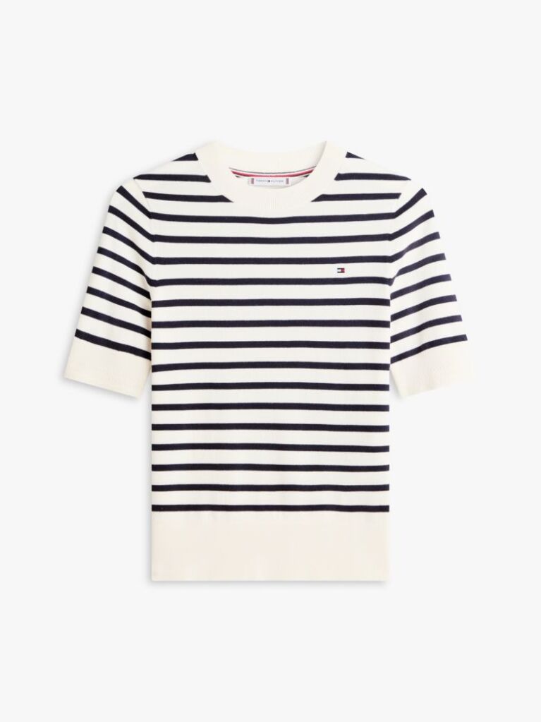 Multi Fine Knit Jersey Short Sleeve Jumper  Women
