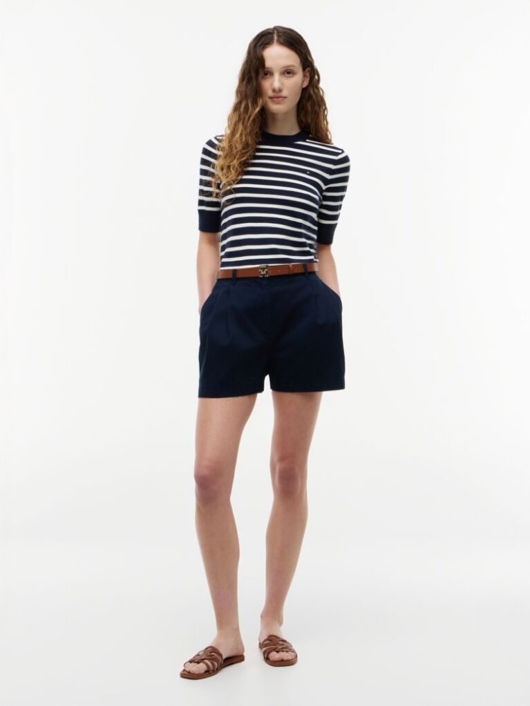 Multi Fine Knit Jersey Short Sleeve Jumper  Women