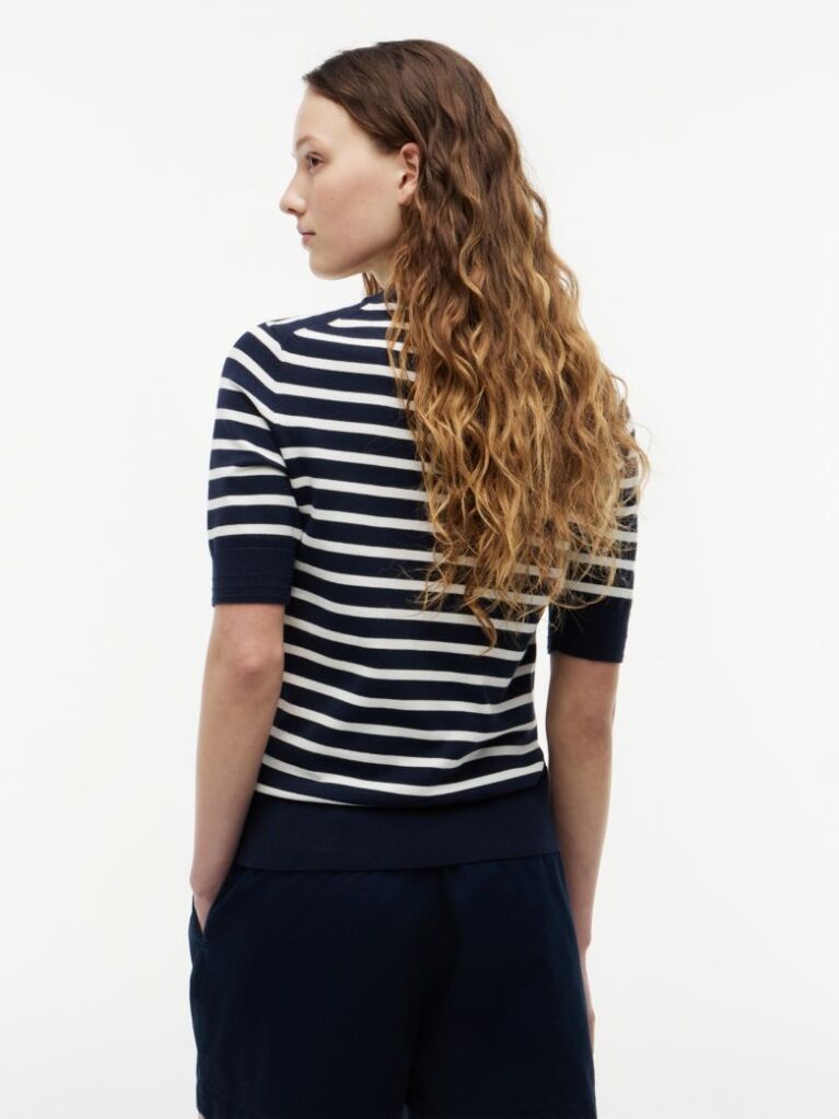Multi Fine Knit Jersey Short Sleeve Jumper  Women