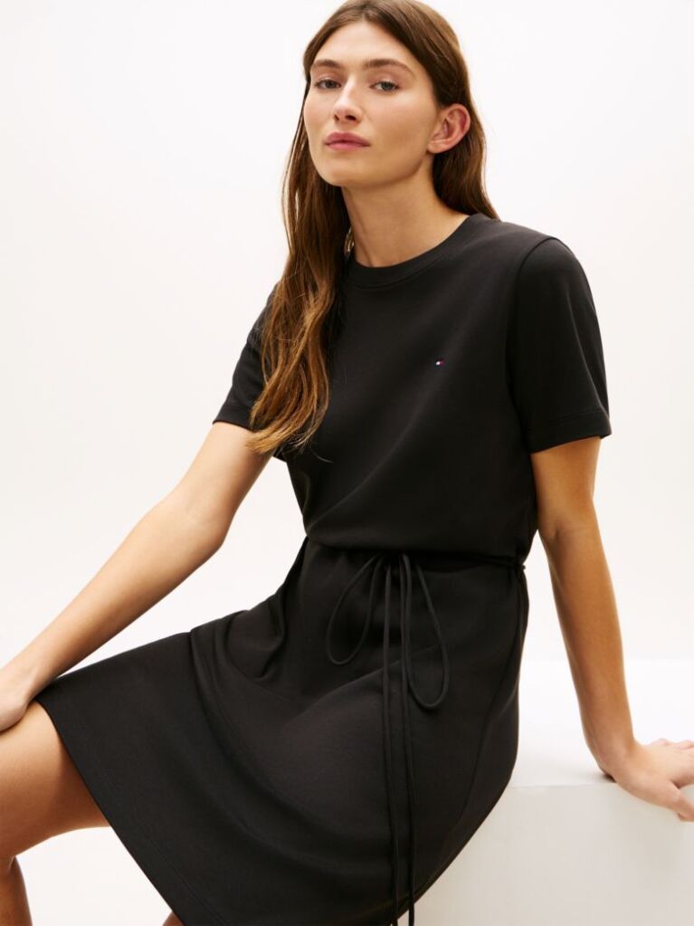 Black Interlock Knit Mini T-Shirt Dress  Women
