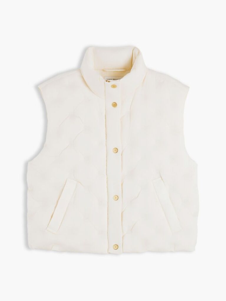 Beige Flag Down Lightweight Quilted Gilet  Women