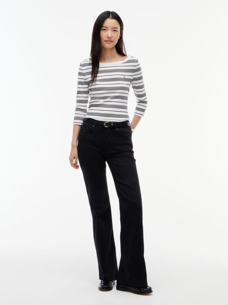 Multi Slim T-Shirt Με Λαιμόκοψη Boat Και Μανίκι 3/4  Γυναίκες