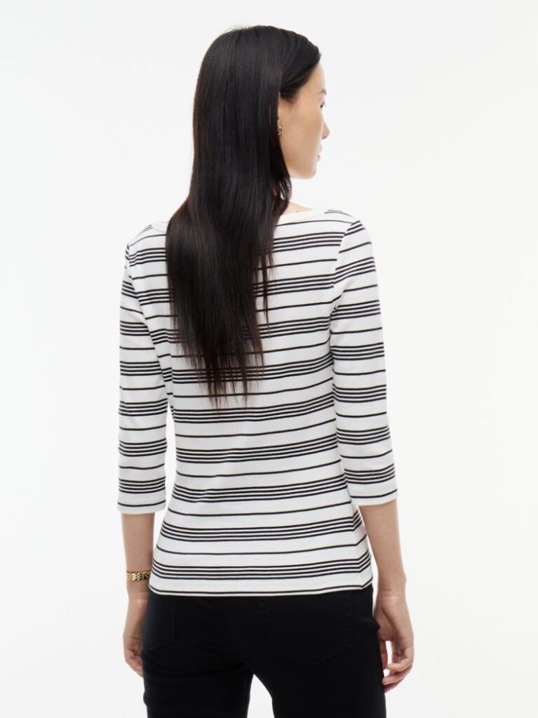 Multi Slim T-Shirt Με Λαιμόκοψη Boat Και Μανίκι 3/4  Γυναίκες