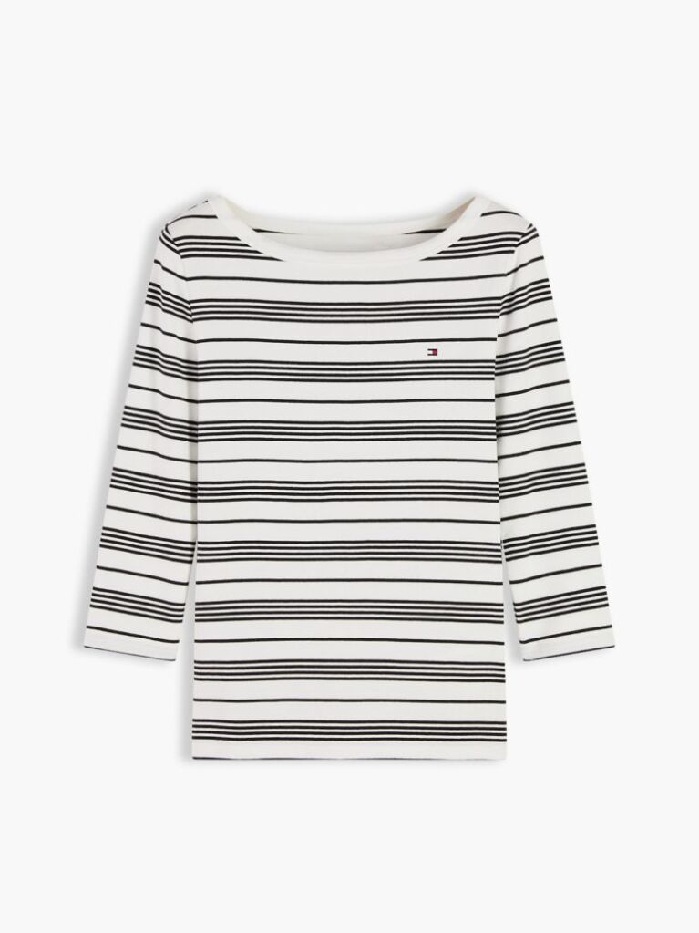Multi Slim T-Shirt Με Λαιμόκοψη Boat Και Μανίκι 3/4  Γυναίκες